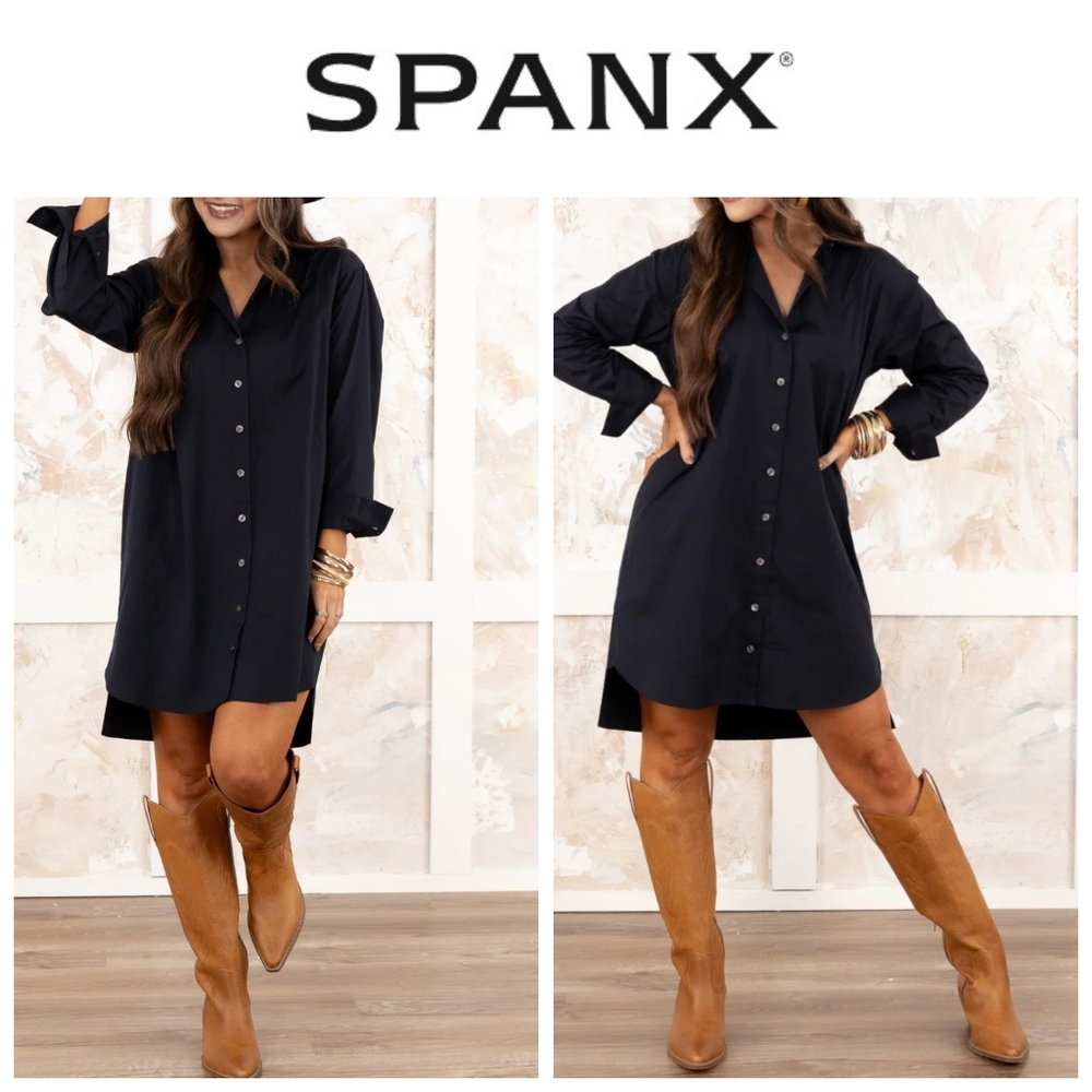 SPANX The Best Poplin Shirt Dress - Classic Black